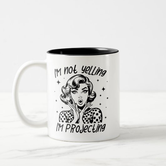 Retro 1950er Glam Girl Funny Sarcastic Zitat Zweifarbige Tasse (Links)