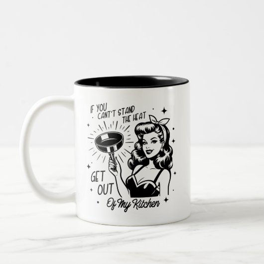 Retro 1950er Glam Girl Funny Sarcastic Zitat Zweifarbige Tasse (Links)