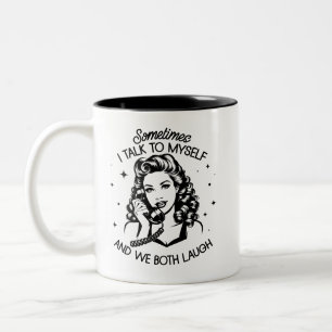Retro 1950er Glamour-Girl lustiger sarkastischer S Zweifarbige Tasse