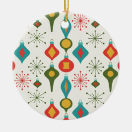 Retro-1950er-Jahre-Christbaumkugeln-Muster-Weihnac Keramik Ornament