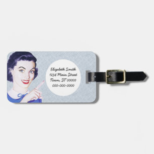 Retro 1950er-Jahre, die auf eine Frau hinweisen Gepäckanhänger