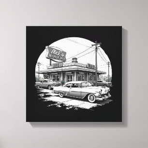 Retro-1950er-Jahre-Diner-Leinwand-Wandkunst – Vint Leinwanddruck