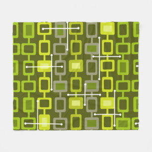Retro 1950er Jahre geometrisches Muster Chartreuse Fleecedecke