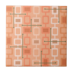 Retro 1950er Jahre Geometrisches Muster Orange Fliese