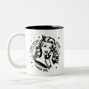 Retro 1950er Jahre Glam Girl Lustiges Sarkastische Zweifarbige Tasse