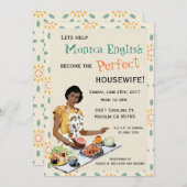 Retro 1950er Jahre Hausfrau Bridal Dusche Einladun Einladung (Vorne/Hinten)