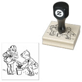 Retro 1950er Jahre Kinder, die Blume Niedlich pfla Gummistempel (Stempel)