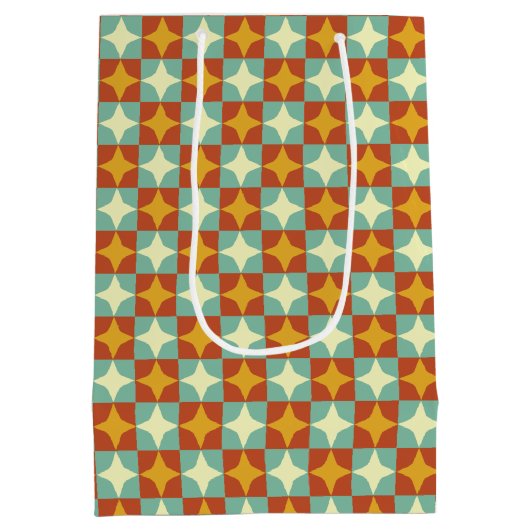 Retro 1950er Jahre Moderne geometrische Geschenkta Mittlere Geschenktüte (Rückseite)
