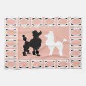 Retro 1950er Jahre Niedliche White & Black Poodles Geschirrtuch (Horizontal)