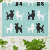 Retro 1950er Jahre Niedliche White & Black Poodles Geschirrtuch (Gefaltet)