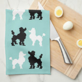 Retro 1950er Jahre Niedliche White & Black Poodles Geschirrtuch (Viertel Falte)