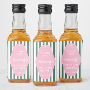 Retro 1950er Jahre Rosa und Grüne Hochzeitsdusche  Alkoholflaschenetikett