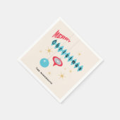 Retro 1950er Jahre Stil Ornamente ich frohe Weihna Serviette (Ecke)