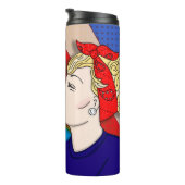 Retro 1950er Jahre Stil Pop Art Couple Kissing Thermosbecher (Nach rechts gedreht)