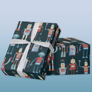 Retro 1950er Jahre Vintage-Roboter-Geschenkpapier Geschenkpapier