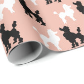 Retro 1950er Jahre White & Black Poodles über Lach Geschenkpapier (Rolleneckpunkt)