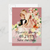 Retro 1950er Paar V2 Save the Date Ankündigungspostkarte (Vorne/Hinten)