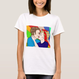 Retro 1950er Pop Art Style Couple Kissing T-Shirt