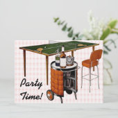 Retro 1950er Spaß und Spiele Geburtstag Einladung (Stehend Vorderseite)