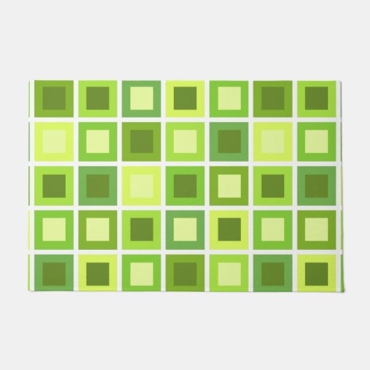 Retro 1950er Tiles-Muster Grün Fußmatte (Vorderseite)