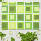 Retro 1950er Tiles-Muster Grün Geschirrtuch (Gefaltet)