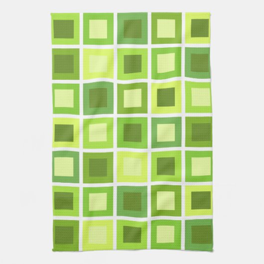 Retro 1950er Tiles-Muster Grün Geschirrtuch (Vertikal)