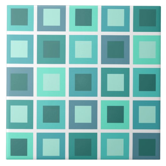 Retro 1950er Tiles Muster Türkis Fliese (Vorderseite)