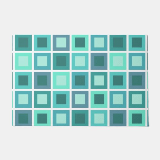 Retro 1950er Tiles Muster Türkis Fußmatte (Vorderseite)