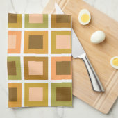 Retro 1950er Tiles Pattern Burnt Orange Geschirrtuch (Viertel Falte)