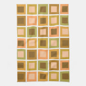 Retro 1950er Tiles Pattern Burnt Orange Geschirrtuch (Vertikal)