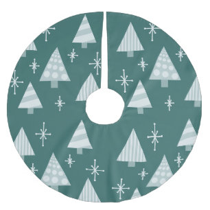 Retro 1950er Weihnachtsbaumen Aquamarin grün Polyester Weihnachtsbaumdecke