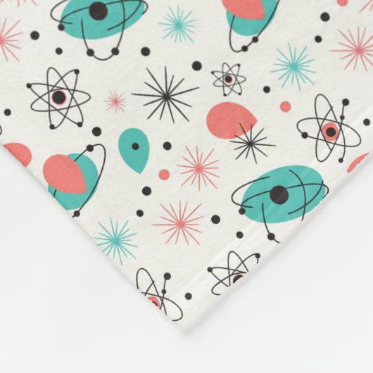 Retro 1950s Atomic Starburst & Orbiting Atoms Fleecedecke (Ecke)