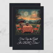 Retro 1950s Backyard BBQ Scene – Nostalgic 4th of Einladung (Vorne/Hinten)