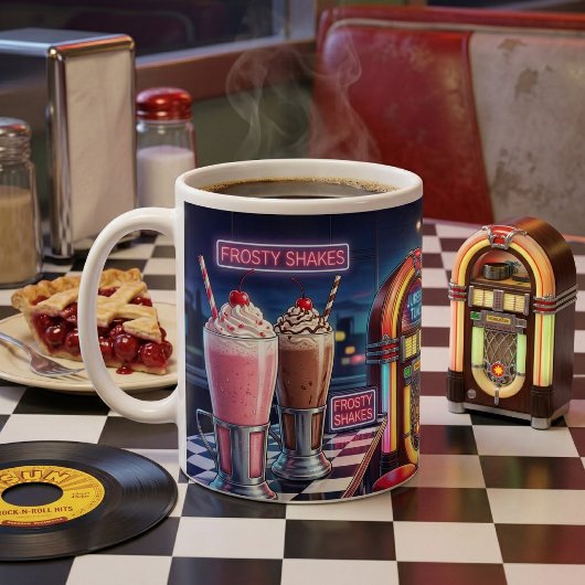 Retro 1950s Diner Neon Kaffeetasse