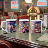 Retro 1950s Diner Neon Kaffeetasse