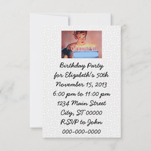 Retro 1950s Geburtstag V2 Einladung (Rückseite)