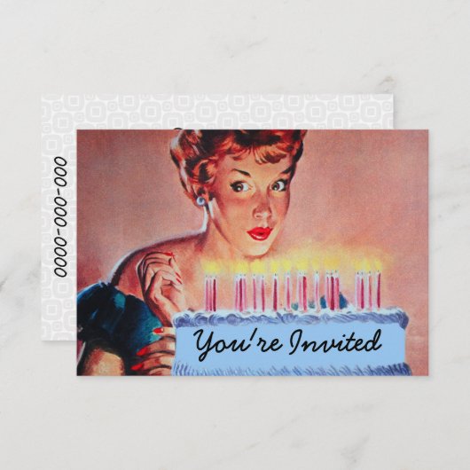 Retro 1950s Geburtstag V2 Einladung (Vorne/Hinten)