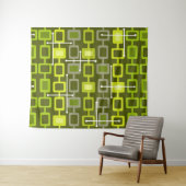 Retro 1950s Geometric Pattern Chartreuse Wandteppich (Beispiel (Horizontal))