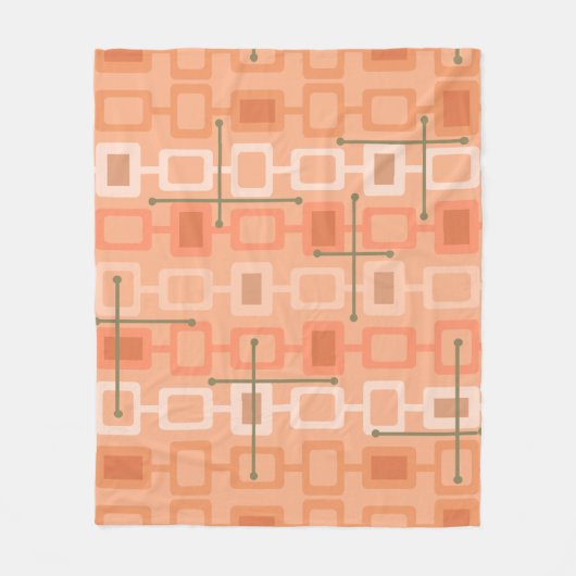 Retro 1950s Geometric Pattern Orange Fleecedecke (Vorderseite)