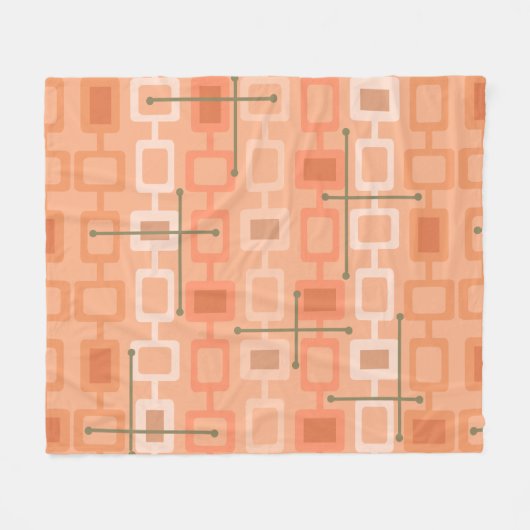 Retro 1950s Geometric Pattern Orange Fleecedecke (Vorderseite (Horizontal))
