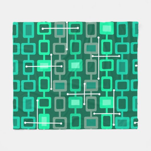 Retro 1950s Geometric Pattern Turquoise Fleecedecke (Vorderseite (Horizontal))