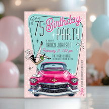Retro 1950s Glam Pink Vintage Car Birthday Party