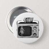 Retro 1950s Portable TV Mid-Century Button (Vorne & Hinten)