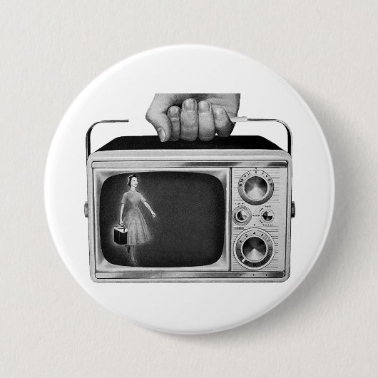 Retro 1950s Portable TV Mid-Century Button (Vorderseite)
