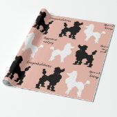 Retro 1950's White & Black Poodles auf rosa Boden Geschenkpapier (Ungerollt)