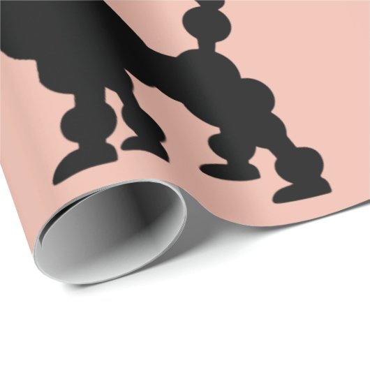 Retro 1950's White & Black Poodles auf rosa Boden Geschenkpapier (Rolleneckpunkt)