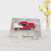 Retro 1955 Chevy Car auf Roadmap Karte (Gelbe Blume)