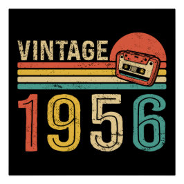 Retro 1956 Birthday Idea Music Cassette Tape Bday Poster