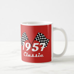 Retro 1957 Klassische Schwarz-Weiß-Schachbrettflag Kaffeetasse