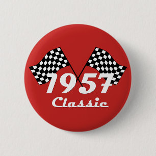 Retro 1957 Klassische Schwarz/Weiß-Schachtel Button